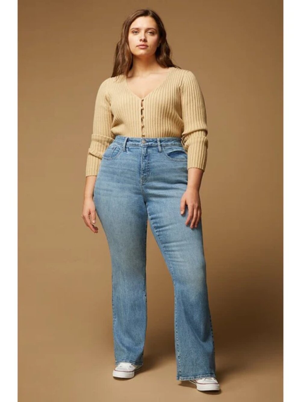 Warp + Weft High Rise Mia Light Wash Flare Jeans Size 20